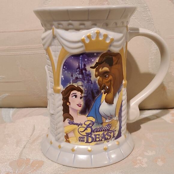 Disney Store Exclusive Beauty Beast Castle 3D MUG Coffee Mug Cup 12oz Fireworks - Picture 1 of 4